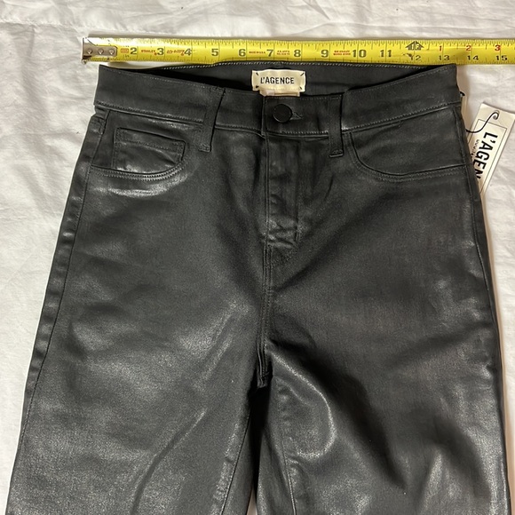 NEW L’AGENCE jeans Alexia high Rise crop Cigarette black coated jeans size 25 - Picture 9 of 16